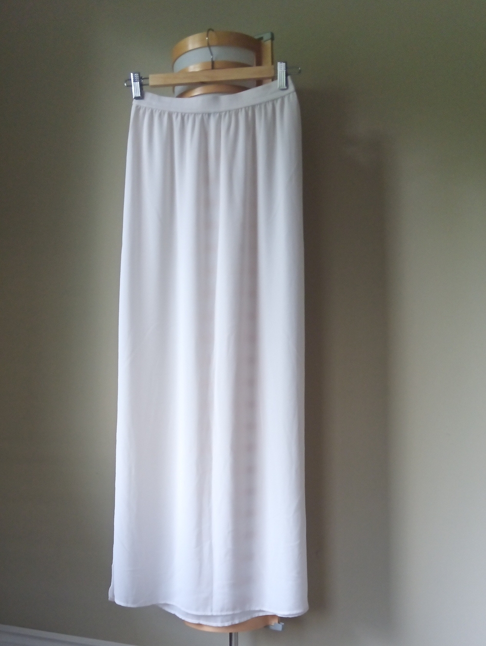 W12.5-15" L39" Apricot White Sheer Maxi Skirt /Beach Cover-up